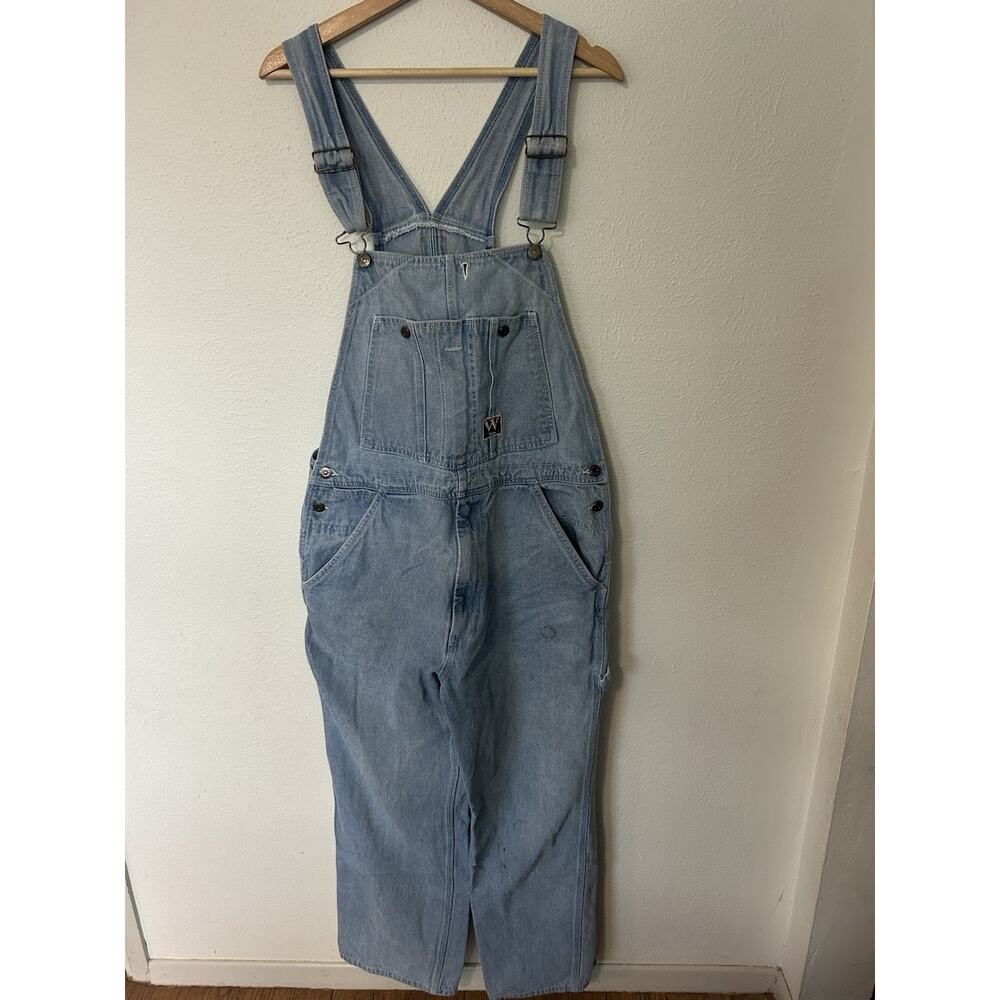 Vtg Walls Denim Overalls Size 36x30 Blue Jean 100% Cotton Carpenter Pockets Bibs